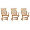 Folding Patio Chairs 3 pcs Solid Teak Wood