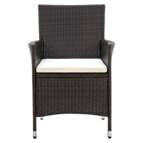 Patio Chairs with Cushions 2 pcs Poly Rattan Brown