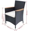 Patio Chairs 2 pcs with Cushions Poly Rattan Black