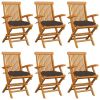 Patio Chairs with Taupe Cushions 6 pcs Solid Teak Wood