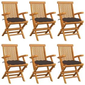 Patio Chairs with Taupe Cushions 6 pcs Solid Teak Wood