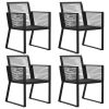 Patio Chairs 4 pcs Rope Rattan Black