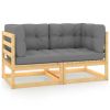 Patio 2-Seater Sofa with Cushions Solid Pinewood