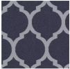 Gray Wicker Outdoor Patio Footstool with Midnight Plaid Navy Cushion