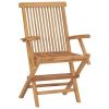 Folding Patio Chairs 3 pcs Solid Teak Wood