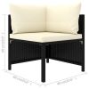 5 Piece Patio Sofa Set with Cushions Black Poly Rattan