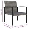 3 Piece Patio Dining Set Poly Rattan Gray