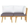 2 Piece Patio Lounge Set with Cushions Solid Acacia Wood