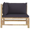 Patio Corner Sofa with Dark Gray Cushions Bamboo