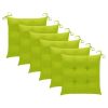 Dining Chairs 6 pcs with Bright Green Cushions Solid Teak Wood
