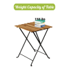 Solid Teak Wood Bistro Set Folding Table And Chair Set Power Coating Frame Patio Set With Waterproof Navy Cushion