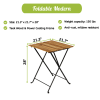 Solid Teak Wood Bistro Set Folding Table And Chair Set Power Coating Frame Patio Set With Waterproof Navy Cushion