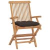 Patio Chairs with Taupe Cushions 4 pcs Solid Teak Wood