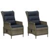 3 Piece Patio Lounge Set with Cushions Poly Rattan Brown