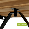 Solid Teak Wood Bistro Set Folding Table And Chair Set Power Coating Frame Patio Set With Waterproof Navy Cushion