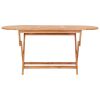 9 Piece Folding Patio Dining Set Solid Teak Wood