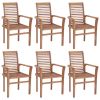 Dining Chairs 6 pcs with Bright Green Cushions Solid Teak Wood