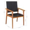5 Piece Patio Dining Set Poly Rattan Black and Brown