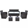 6 Piece Patio Dining Set with Cushions Poly Rattan Brown