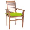 Dining Chairs 6 pcs with Bright Green Cushions Solid Teak Wood