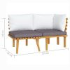 2 Piece Patio Lounge Set with Cushions Solid Acacia Wood