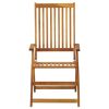 Patio Reclining Chairs 3 pcs Solid Acacia Wood