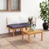 2 Piece Patio Lounge Set with Cushions Solid Acacia Wood
