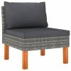 4 Piece Patio Lounge Set with Cushions Poly Rattan Gray