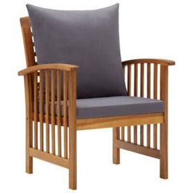 Patio Chairs with Cushions 2 pcs Solid Acacia Wood (Color: Dark gray)