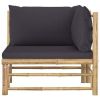 Patio Corner Sofa with Cushions Bamboo