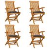 Patio Chairs with Anthracite Cushions 4 pcs Solid Teak Wood