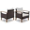 4-Piece Garden Furniture;  Patio Seating Set;  PE Rattan Outdoor Sofa Set;  Wood Table and Legs;  Brown and Beige