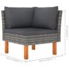 4 Piece Patio Lounge Set with Cushions Poly Rattan Gray