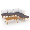 6 Piece Patio Lounge Set with Cushions Solid Acacia Wood