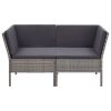 6 Piece Patio Lounge Set with Cushions Poly Rattan Gray