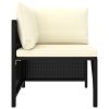 6 Piece Patio Lounge Set with Cushions Poly Rattan Black