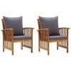Patio Chairs with Cushions 2 pcs Solid Acacia Wood