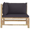 Patio Corner Sofa with Cushions Bamboo