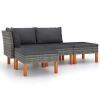 4 Piece Patio Lounge Set with Cushions Poly Rattan Gray