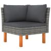 4 Piece Patio Lounge Set with Cushions Poly Rattan Gray