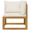 7 Piece Patio Lounge Set with Cushion Cream Solid Acacia Wood