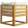 6 Piece Patio Lounge Set with Cushion Cream Solid Acacia Wood