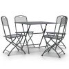 5 Piece Patio Dining Set Expanded Metal Mesh Anthracite