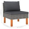 4 Piece Patio Lounge Set with Cushions Poly Rattan Gray