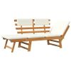 Patio Bench with Cushions 2-in-1 74.8" Solid Acacia Wood